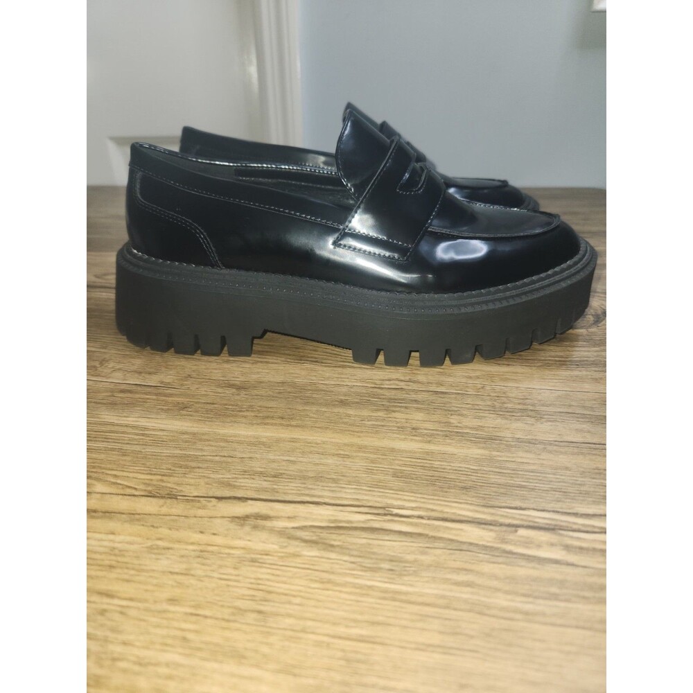 Crown Vintage Women's Black Chunky Lug Sole Platform Penny Loafer US Sz 9.5 Med - Picture 11 of 13